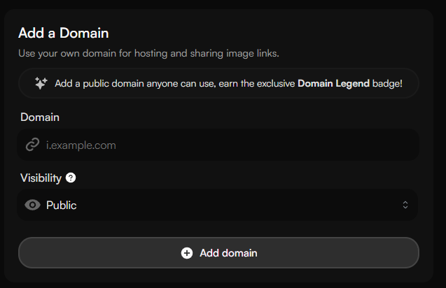 Add domain modal