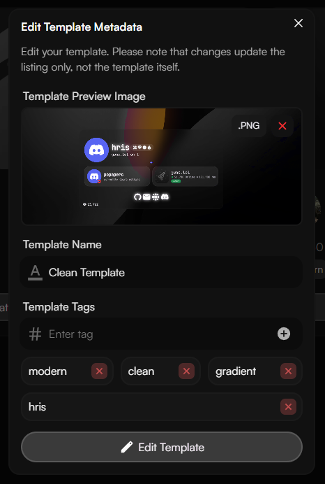 Edit Template Metadata