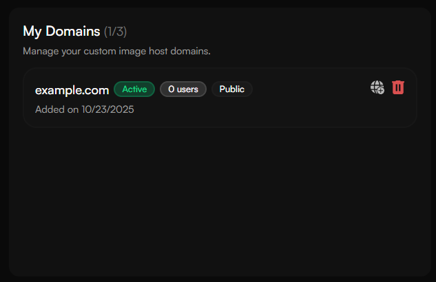 My domains list