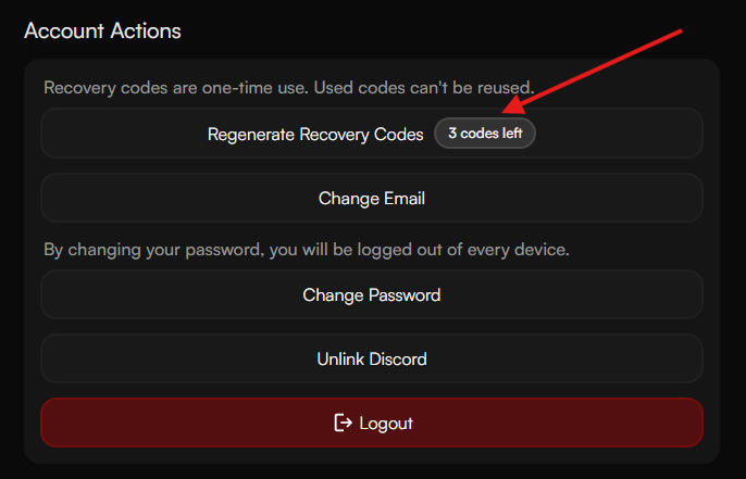 Regenerate 2FA Recovery Codes